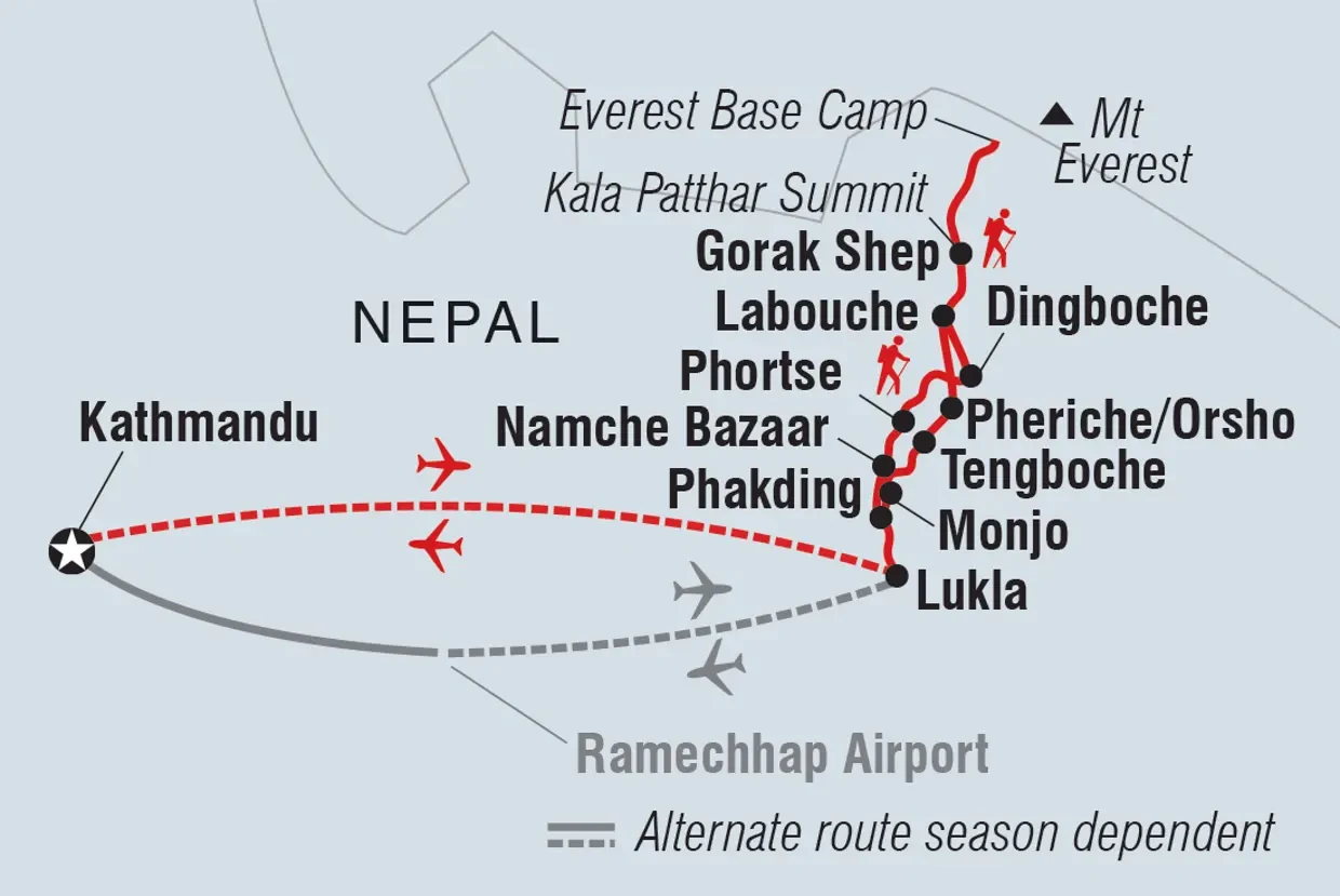 Everest Base Camp- The Journey to the stunning Vistas and serene Mountains Map